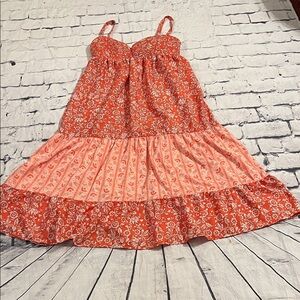 Size Large Floral Orange and Pink women Dress